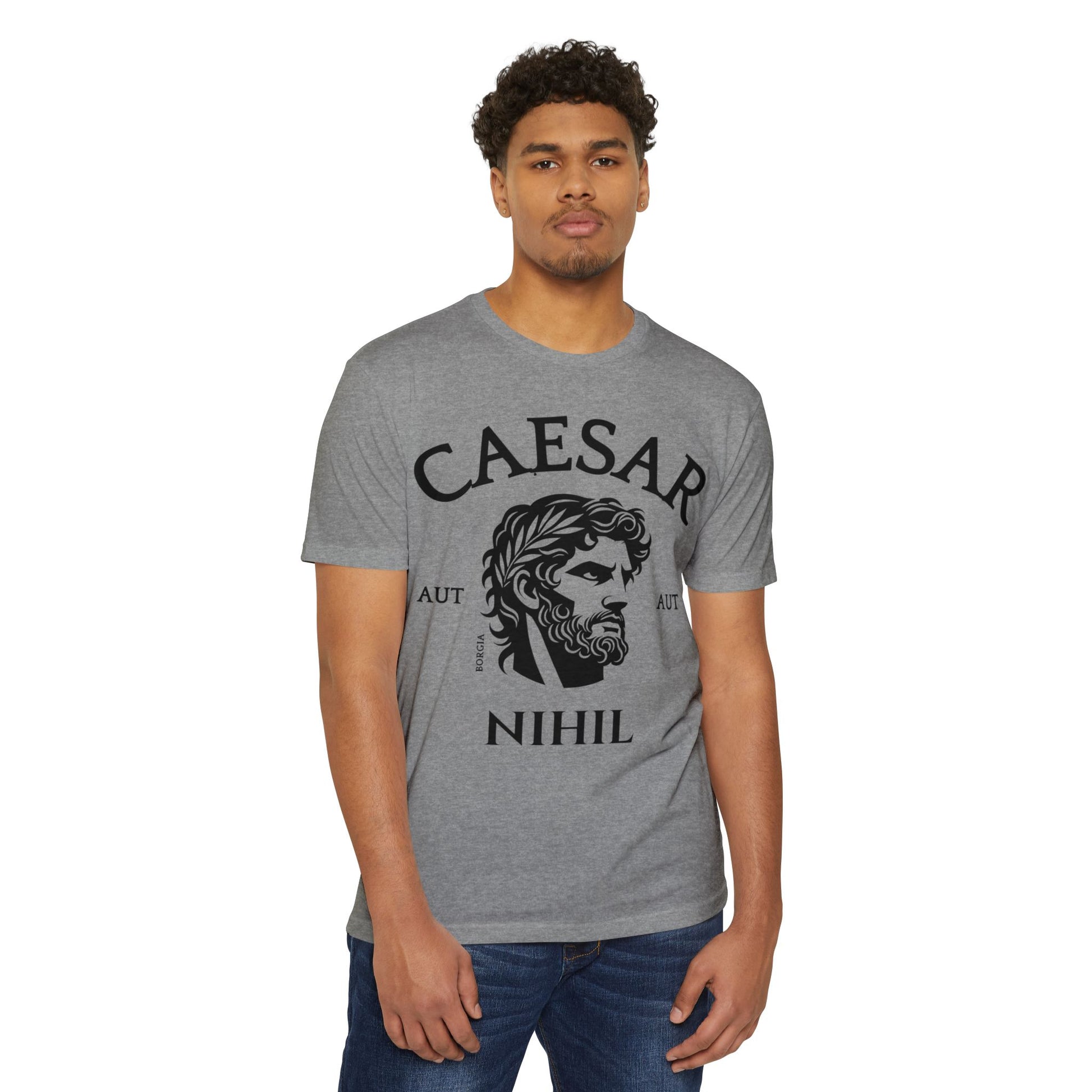 Aut Caesar aut nihil grey tee mockup