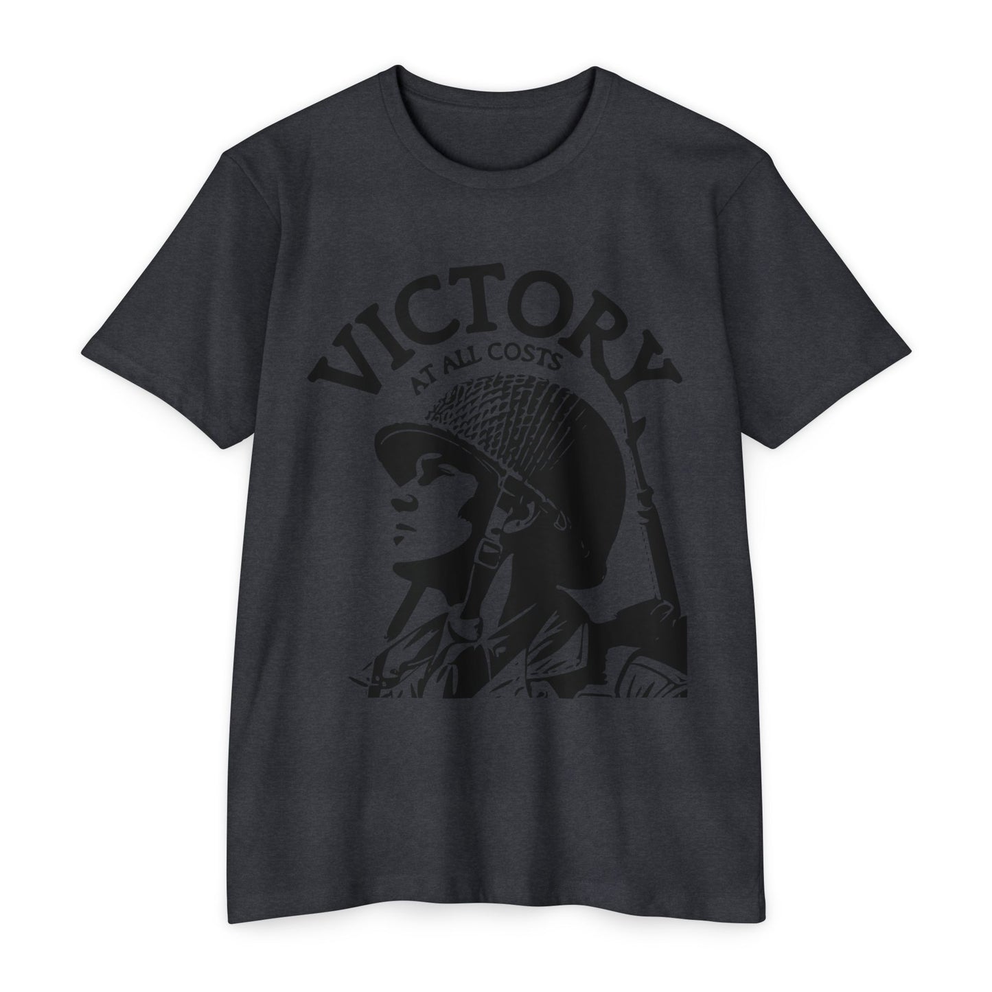 Victory at all costs charcoal tee